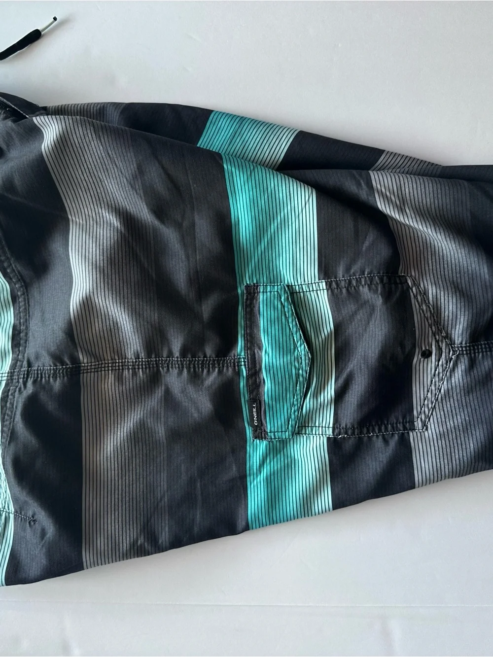 O'Neill Black and Teal Stripe Men’s Board Shorts